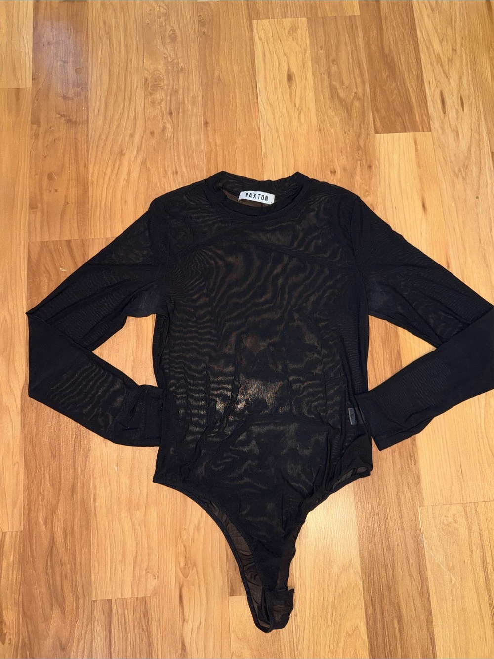 Black Mesh Sheer Long-Sleeve Bodysuit